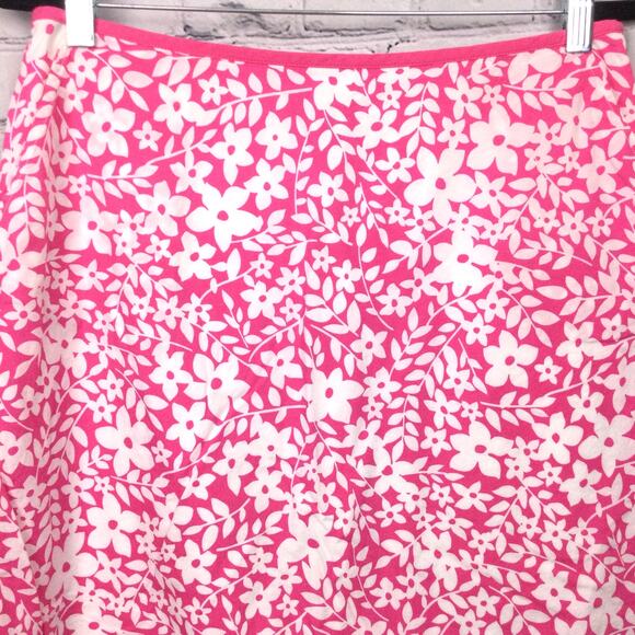 L.L. Bean Women's Pink Floral Lightweight Above the Knee Cotton A-line Skirt 12 - Picture 6 of 11